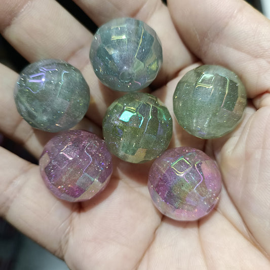 Plated Bubblegum Beads 20mm UV Faceted Glitter Disco 50pcs