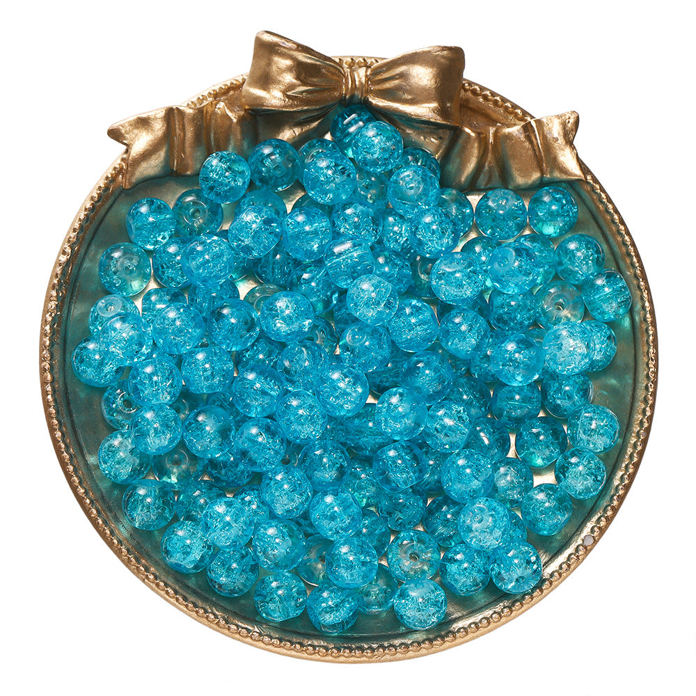Crackle Round Glass Beads 8mm Colored Hole 1.3mm 50pcs 8