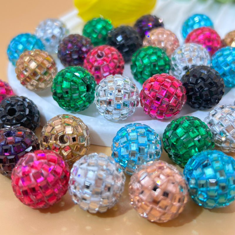 Rhinestone Round Clay Beads 16mm Bright Disco Ball 20pcs