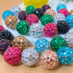 Rhinestone Round Clay Beads 16mm Bright Disco Ball 20pcs