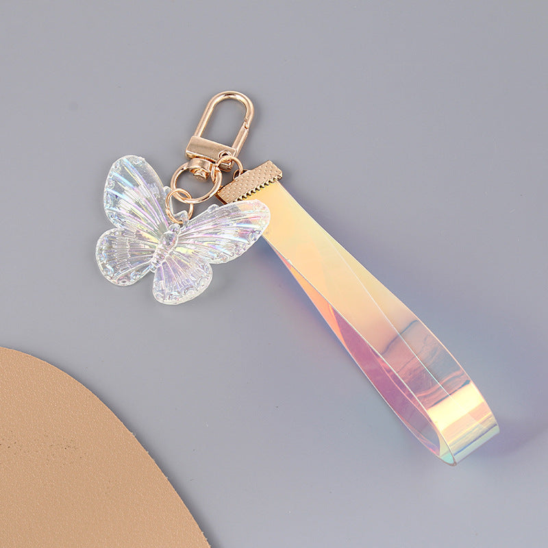 Acrylic Gradient Crystal Butterfly Wristlet Keychain Colorful 7