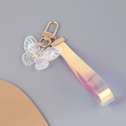 Acrylic Gradient Crystal Butterfly Wristlet Keychain Colorful 7