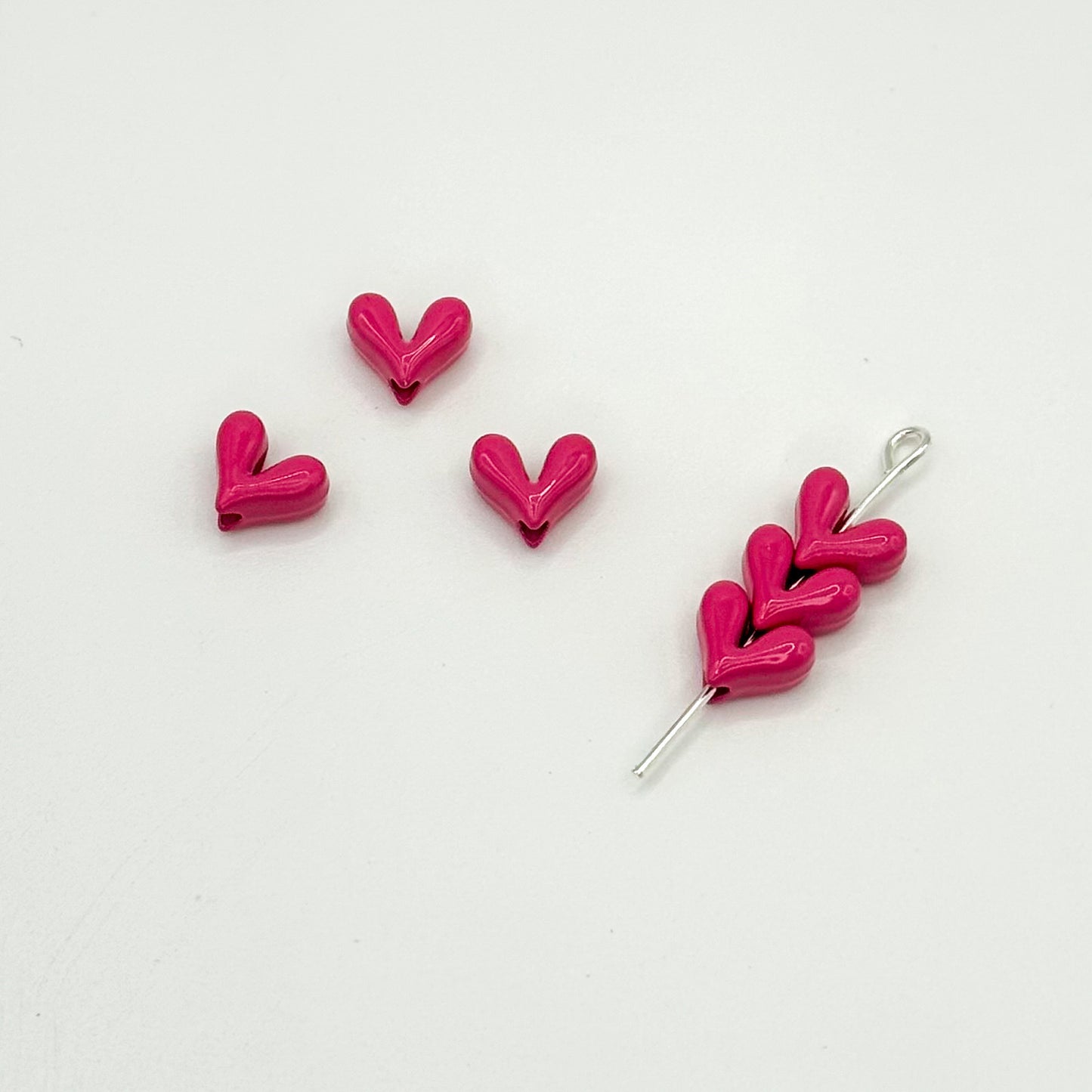 Painted V-Shaped Heart Acrylic Beads 6.7x8mm Glossy Mixed Colors 10pcs 9