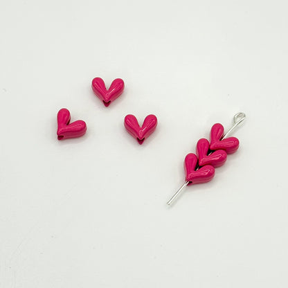 Painted V-Shaped Heart Acrylic Beads 6.7x8mm Glossy Mixed Colors 10pcs 9