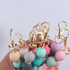 Double-Sided Rose Beaded Silicone Keychain Pastel Colors 4