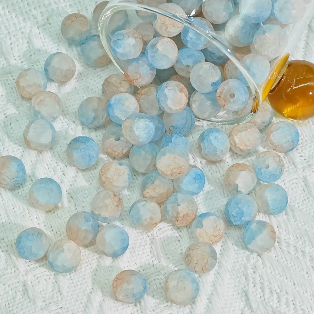 Frosted Round Glass Beads 6mm Colorful Speckled Matte Finish 50pcs 26