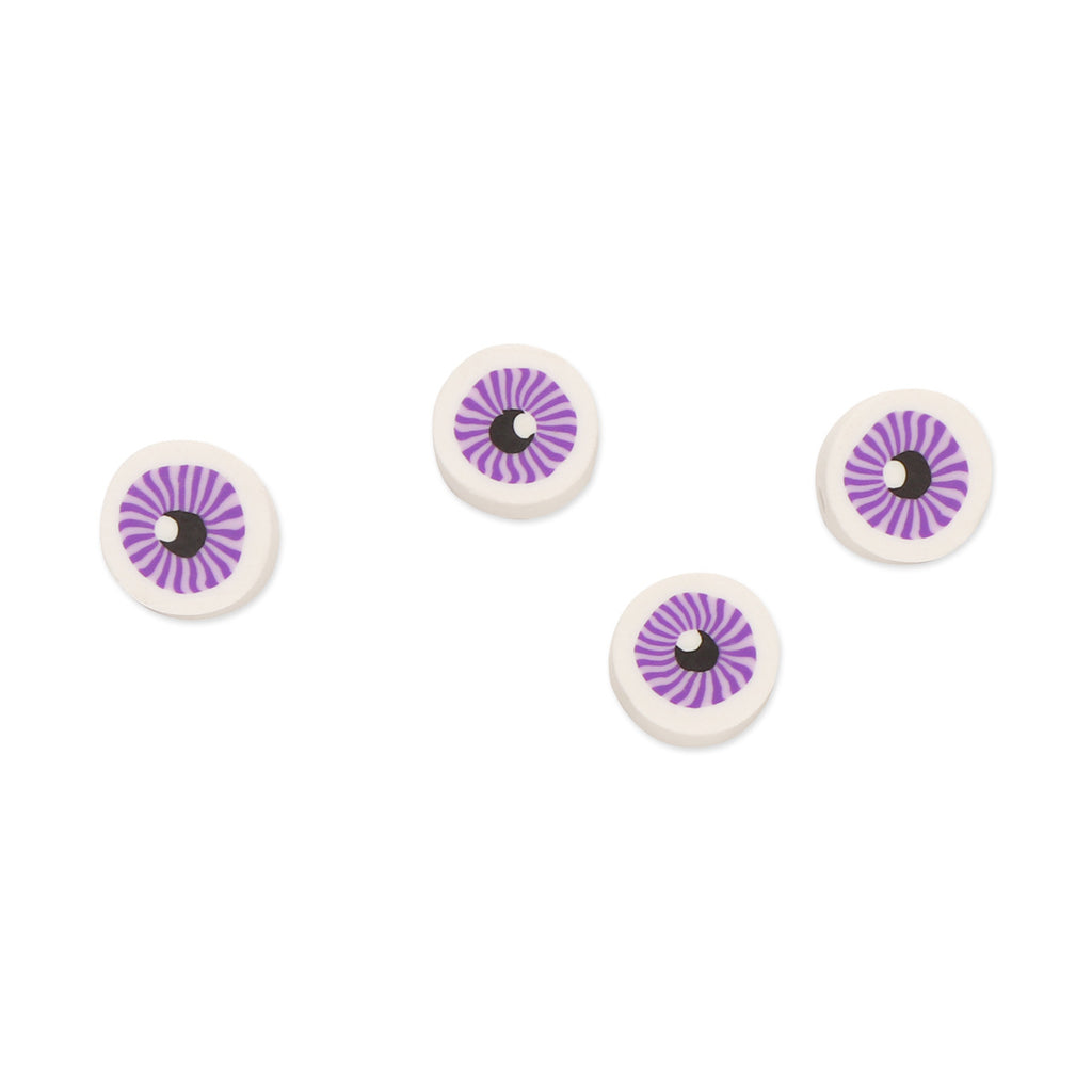 Flat Round Clay Beads 10mm Purple Eyes Pattern Polymer 100pcs 5