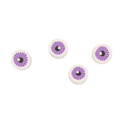 Flat Round Clay Beads 10mm Purple Eyes Pattern Polymer 100pcs 5