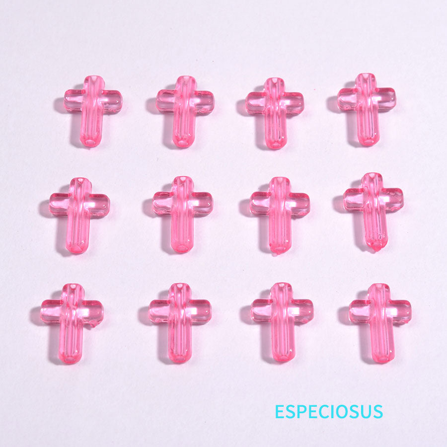 Transparent Cross Acrylic Beads 16mm Colored Glossy 100pcs 2