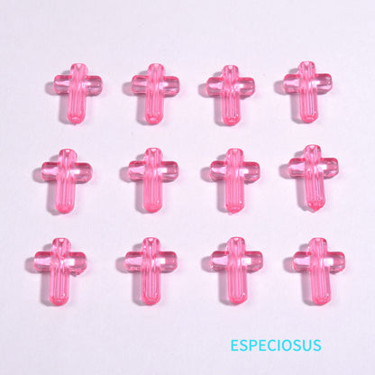 Transparent Cross Acrylic Beads 16mm Colored Glossy 100pcs 2