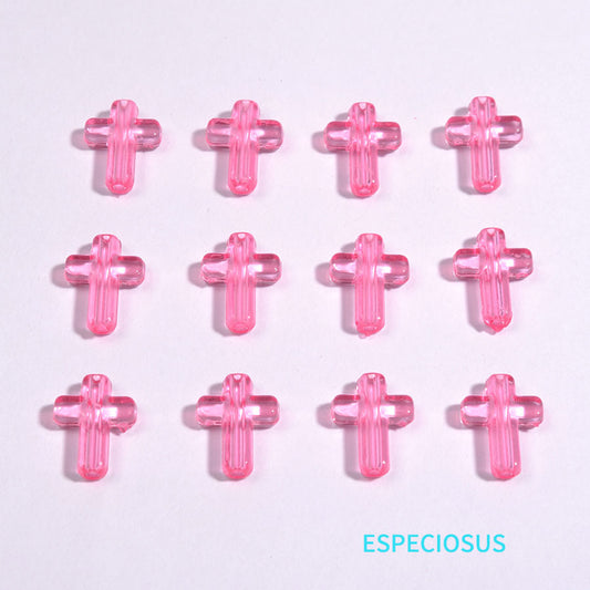 Transparent Cross Acrylic Beads 16mm Colored Glossy 100pcs 2