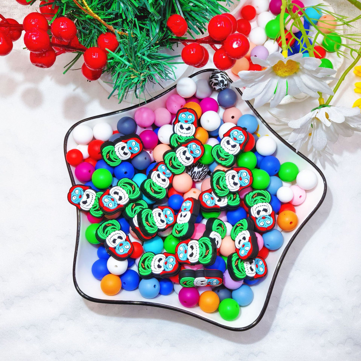 Silicone Focal Beads Pumpkin Ghost Bride Design 20pcs 4