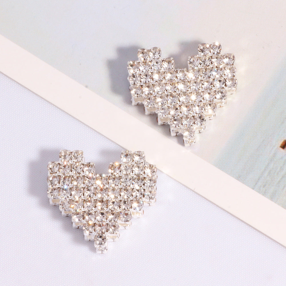 Double-Sided Heart Rhinestone Beads 19mm Full Color Alloy 6pcs 5