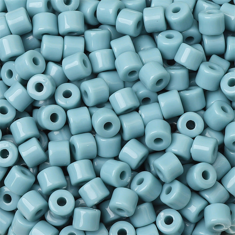Cream Colored Pony Beads Acrylic 6mm Matte Wide Hole 50pcs 16