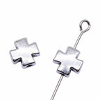 Chunky Cross Metal Beads 8mm Antique Silver Tone 60pcs 3