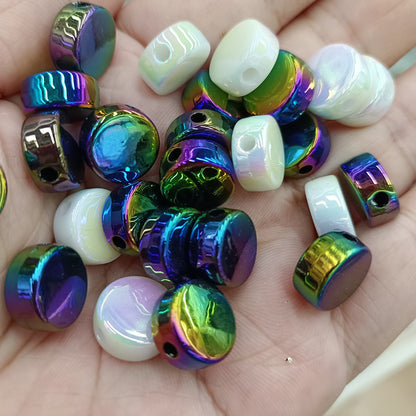 Plating Flat Round Acrylic Beads 12mm Solid Color 250pcs 8