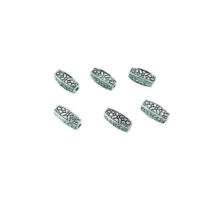 Tube Metal Beads 12mm Antique Silver Tone Crackle Zinc Alloy 100pcs 5