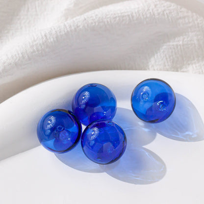 Clear Blown Glass Beads 12-18mm Multi Color Smooth Round 4pcs 10