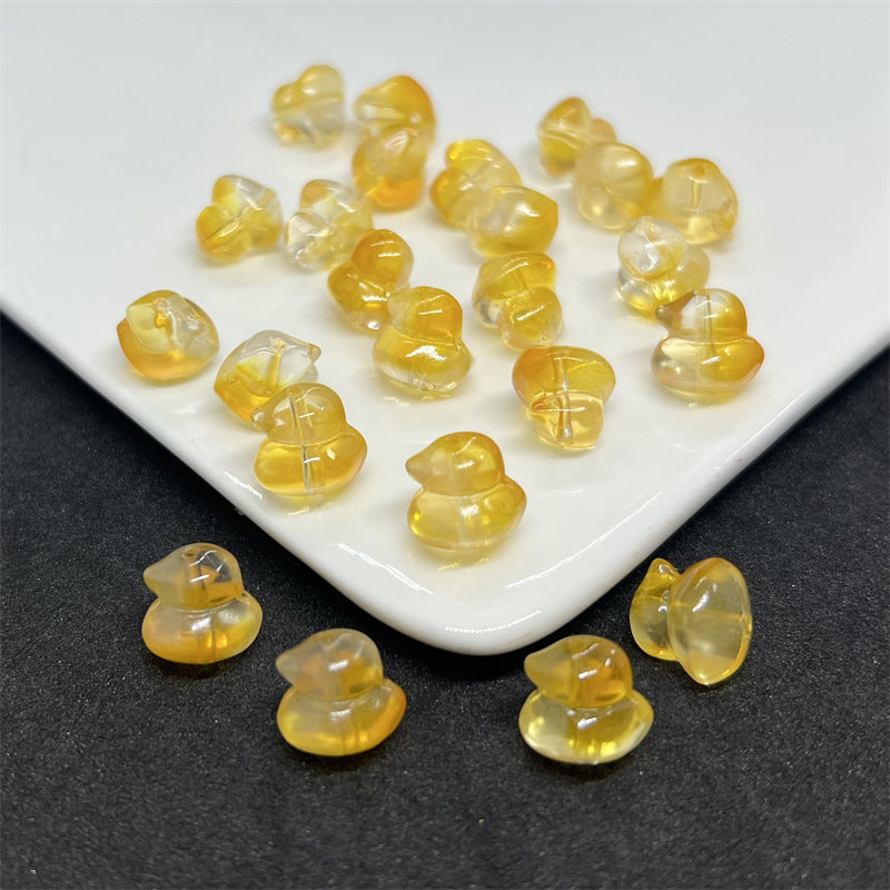 Transparent Duck Glass Beads 12mm Amber Translucent 100pcs