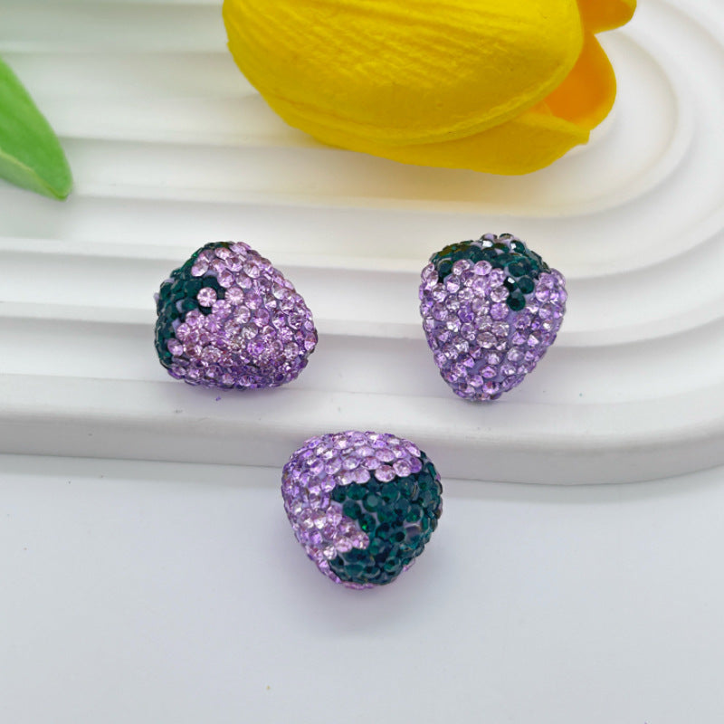 Strawberry Polymer Rhinestone Beads 17mm Colorful Mixed 10pcs 14