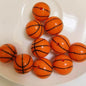 Printed Bubblegum Beads 20mm Basketball Pattern Orange 10pcs