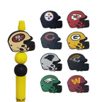 Silicone Focal Beads NFL Teams Helmet Printed Logos 20pcs 2