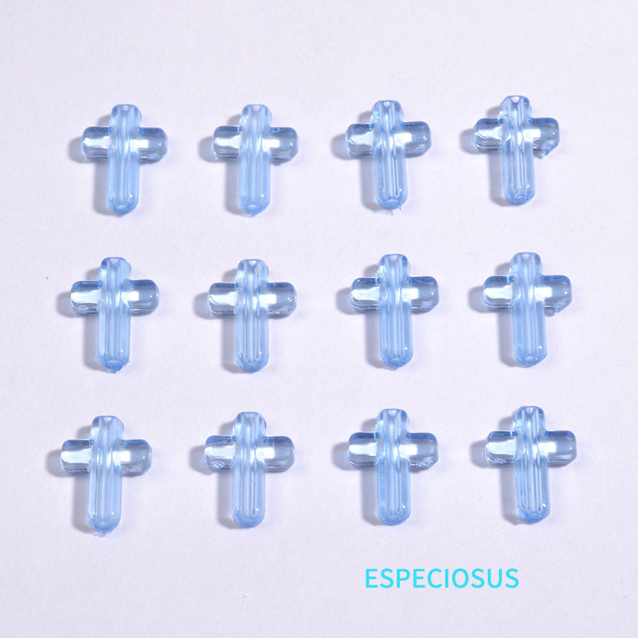 Transparent Cross Acrylic Beads 16mm Colored Glossy 100pcs 9