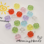 Transparent Faceted Clover Acrylic Beads 12.9mm Colorful 30pcs