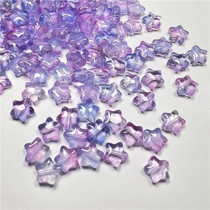 Czech Glass Beads Star 8mm Translucent Soft Color Gradient 50pcs 23
