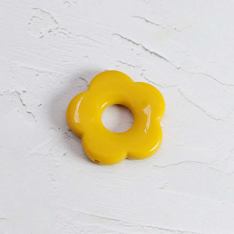 Acrylic Flower Spacer Beads 26mm Hollow Five Petal Large Hole 100pcs 22