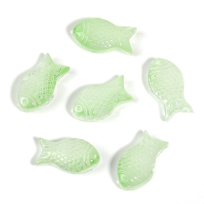 Small Fish Glass Beads 15mm Gradient Color Textured Finish 100pcs 14