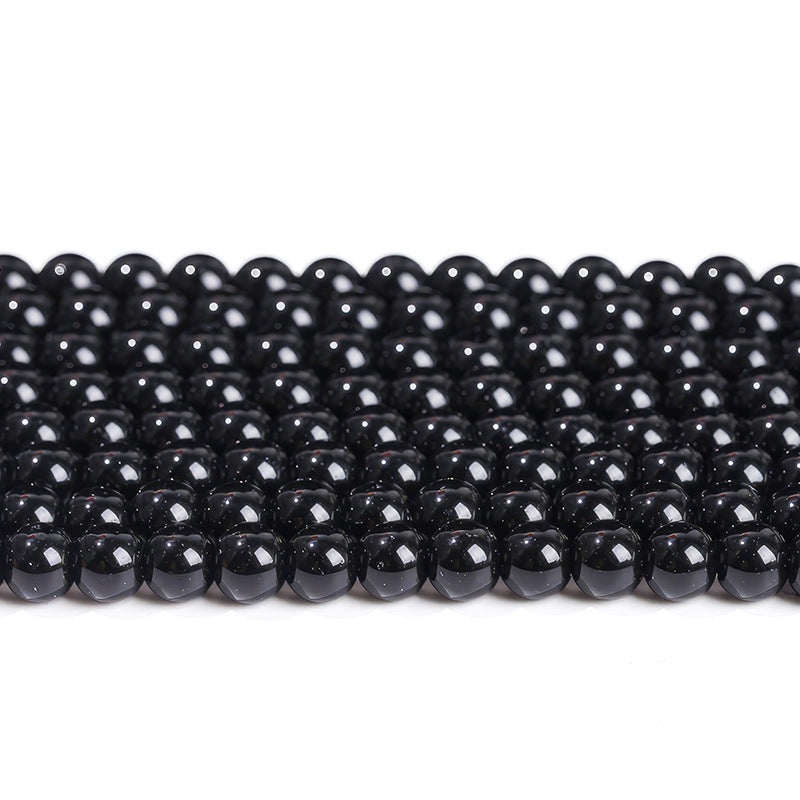 Black Round Glass Beads 4-16mm Glossy Polished 10 Strands