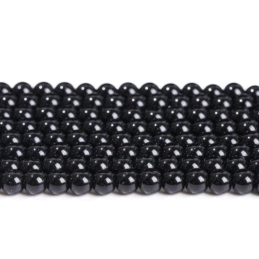 Black Round Glass Beads 4-16mm Glossy Polished 10 Strands