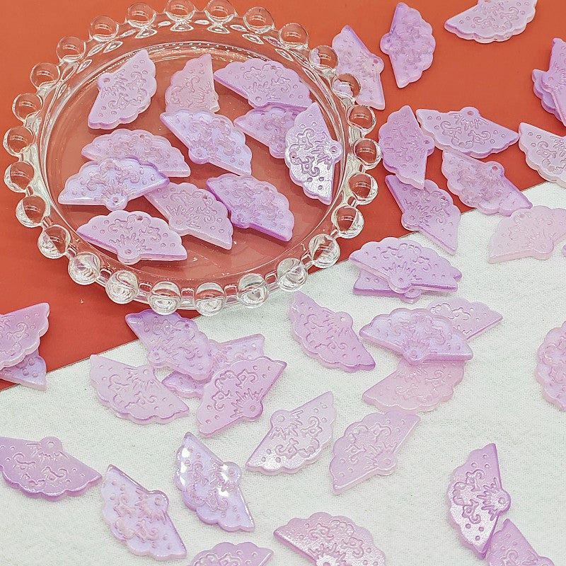 Fresh Leaves Czech Glass Beads 28mm Pastel Embossed Floral 25pcs 2