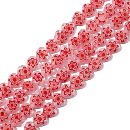 Millefiori Flower Glass Beads 8mm Colored Heart Shape 20pcs 7