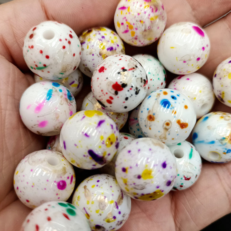 Spray Painted Acrylic Beads 16mm Colorful Speckled Splash 100pcs 3