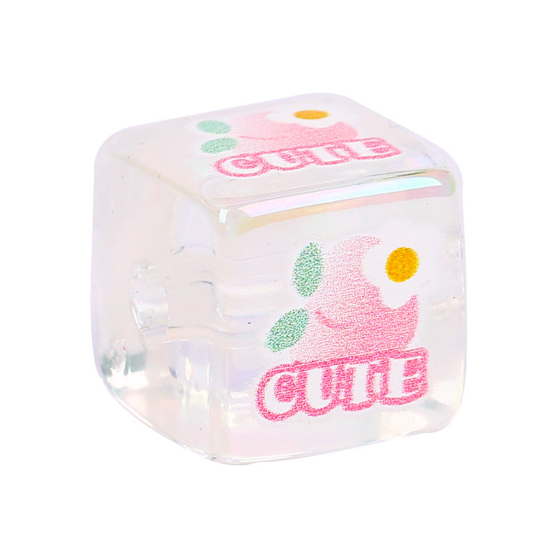 Gradient Square Acrylic Beads 14mm Jelly Texture Hello Kitty Printed 10pcs 3