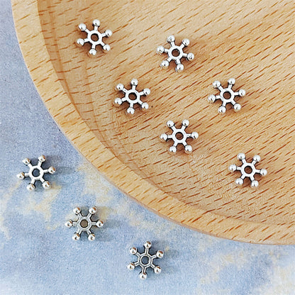 Alloy Snowflake Spacer Beads 7mm Glossy Tibetan Style 100pcs 3