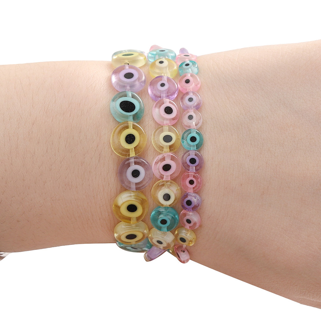 Lampwork Glass Beads Evil Eye Macaron Color Translucent 6mm 8mm 10mm 5