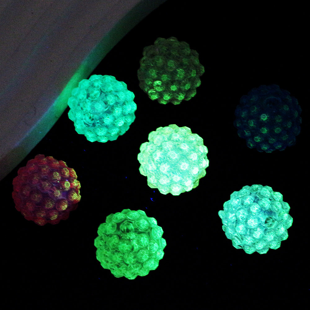 Transparent Glow In The Dark Resin Bubblegum Beads 16mm Textured 20pcs 3