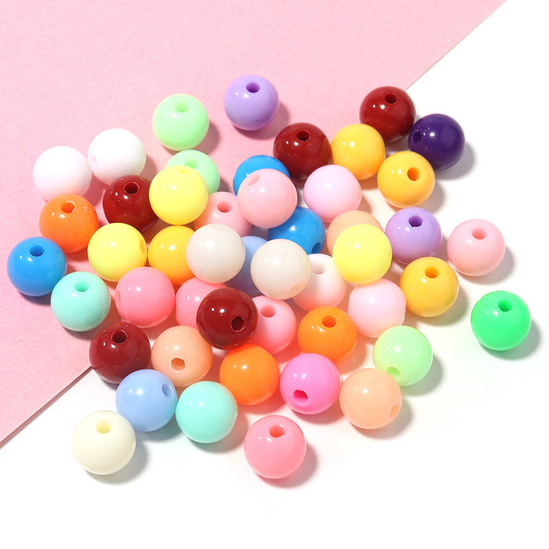 Macaron Color Acrylic Beads 6-12mm Smooth Glossy Round 100pcs
