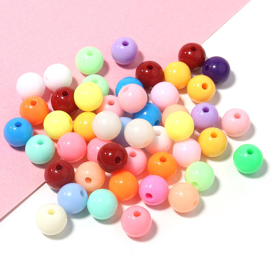 Macaron Color Acrylic Beads 6-12mm Smooth Glossy Round 100pcs