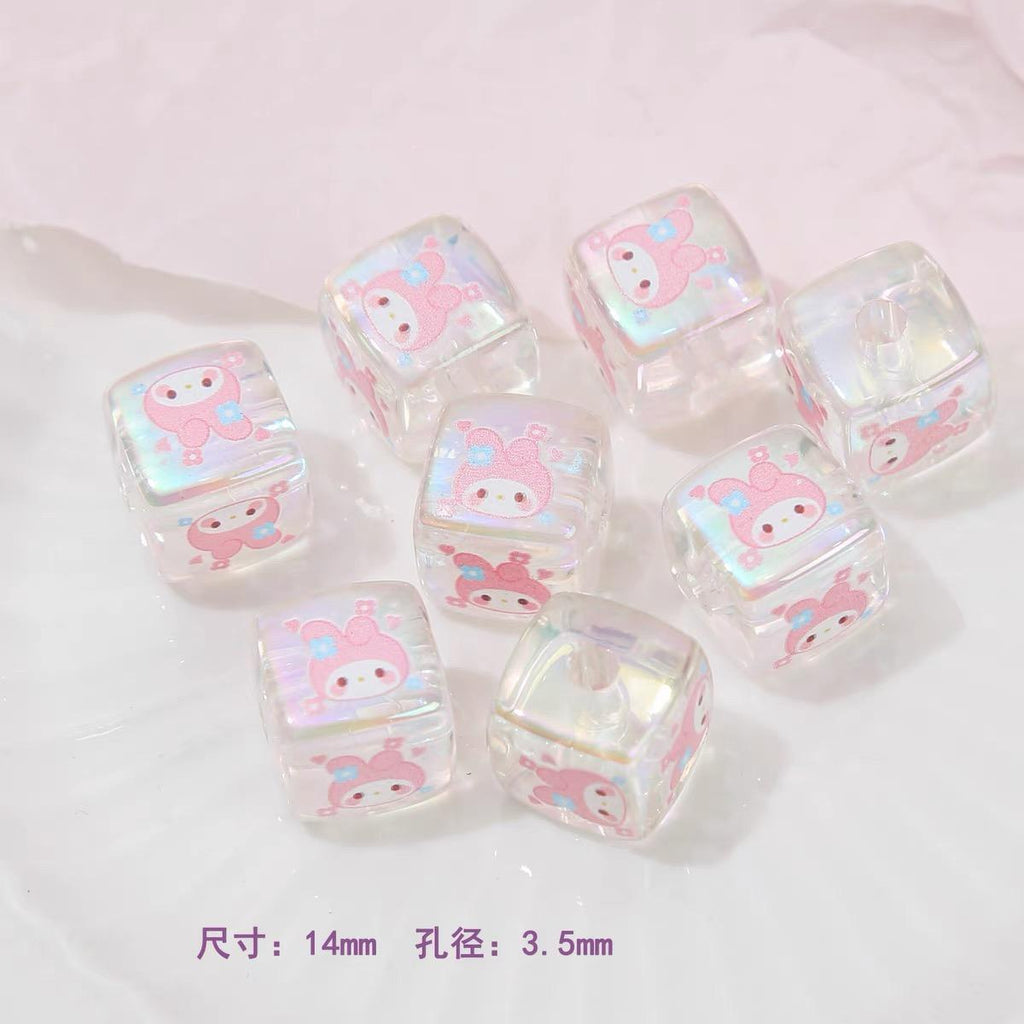 Clear Square Acrylic Beads 14mm Sanrio Cartoon Designs 10pcs 6