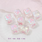 Clear Square Acrylic Beads 14mm Sanrio Cartoon Designs 10pcs 6