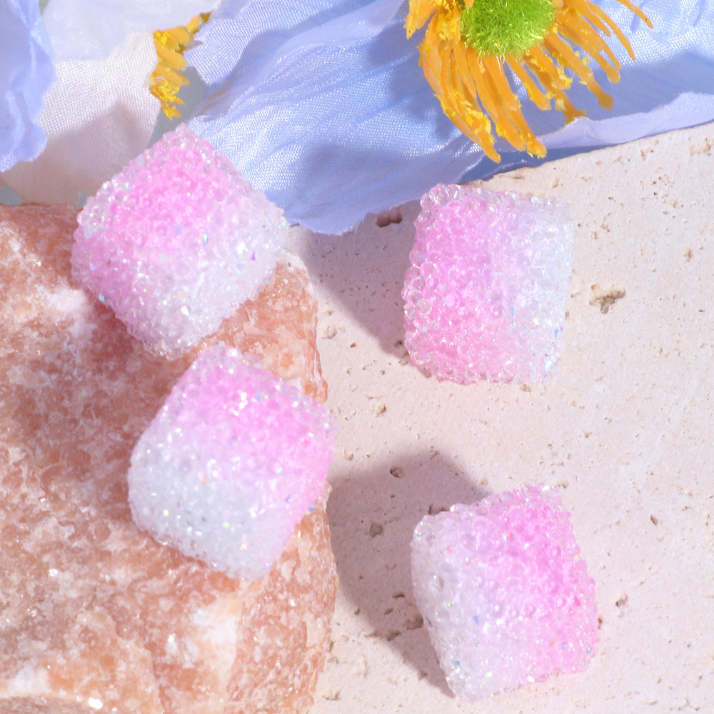 Gradient Acrylic Square Beads 16mm Granulated Sugar Texture 5pcs 10