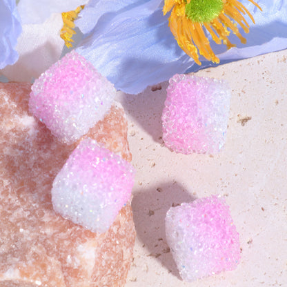 Gradient Acrylic Square Beads 16mm Granulated Sugar Texture 5pcs 10