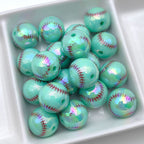 Plating Round Acrylic Beads 16mm UV Tennis Design 100pcs 3