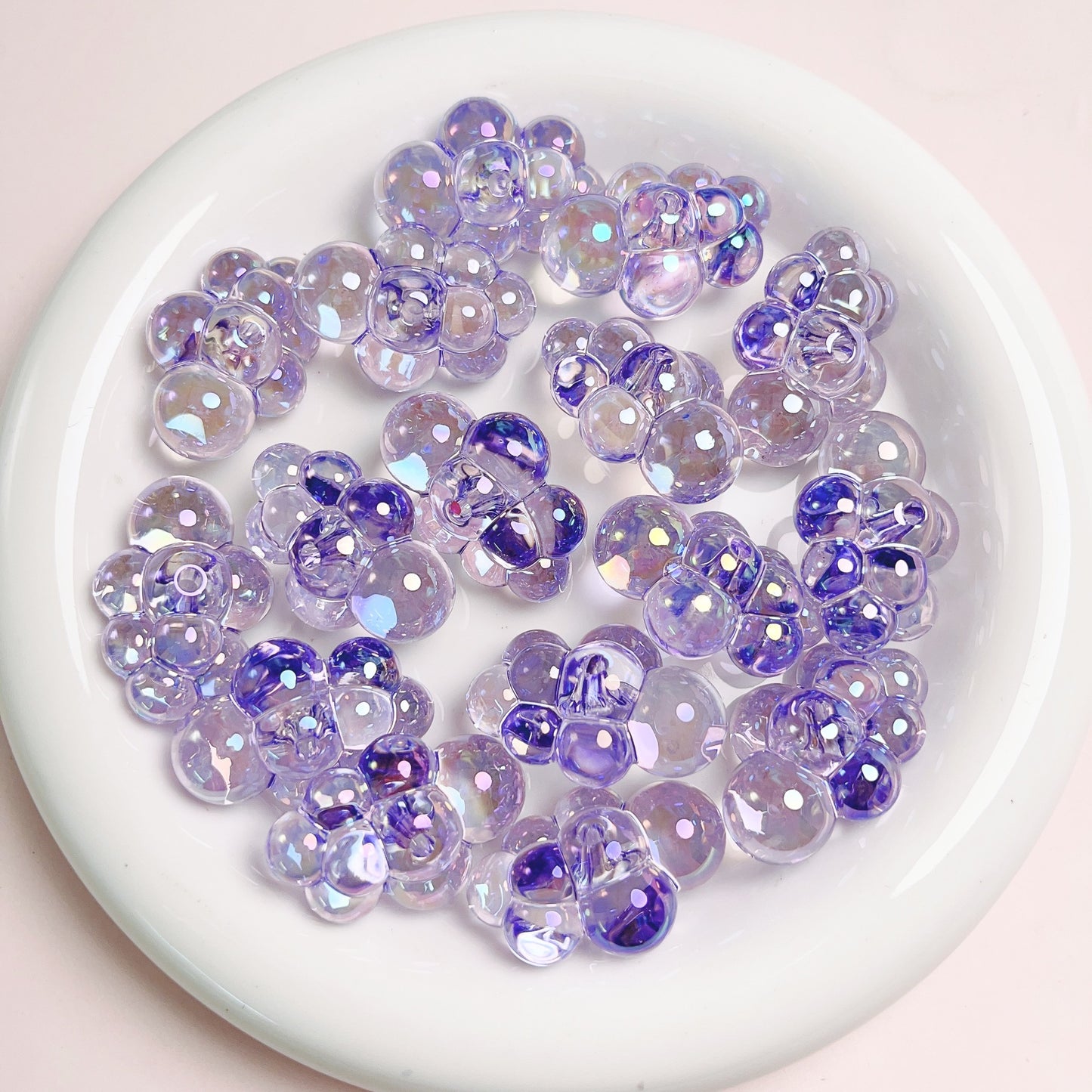 Clear Plated Cloud Acrylic Beads 22x32mm Chubby Pastel Iridescent 10pcs 13