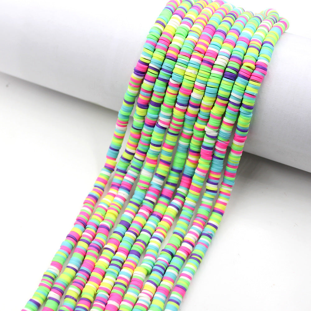 Flat Disc Clay Beads 6mm Colorful Matte Polymer 10strands 9