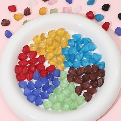 Frosted Flat Stone Glass Beads 12x15mm Matte Mixed Colors 20pcs